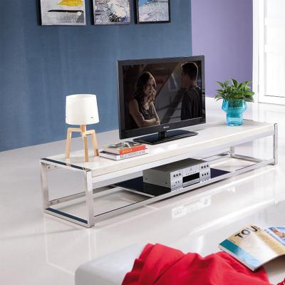 China 2022 Custom Factory Price Stainless Steel Modern Marble Glass Top TV Cabinet Tv-1003 for sale