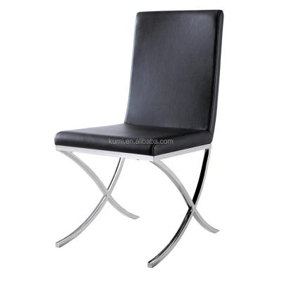 China Modern Stainless Steel X Legs No Folding Dining Chair For Dining Furniture Modern Luxury Black Chair for sale