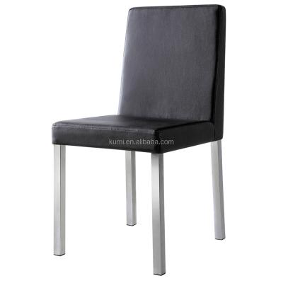 China Modern Low Back Stainless Steel Black Dining Chair To Modern Luxury Dining Room Furniture PU Chair for sale