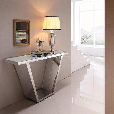 China modern cheap luxury modern stainless steel console table design side table for living room entry table for sale