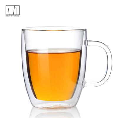 China CLASSIC Double Wall Borosilicate Glass Coffee Mug, Borosilicate Coffee Double Wall Glass Drinking Mug for sale