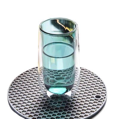 China Sustainable New Design Simple And Lightweight Double Wall Glass Cup Colored for sale