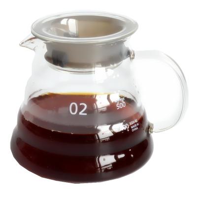 China High Sustainable Borosilicate Glass Coffee Maker Slice Coffee Pot With Reusable Drip Coffee Filter for sale