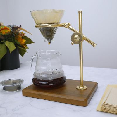 China Drip Device v60 Viable Brewer Slow Drip Pour Over Coffee Maker Stand Coffee Set Bamboo Base for sale