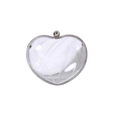 China Fashion cute small fresh handbag with heart shape transparent acrylic single shoulder bag with gold silver edge women's chain bags for sale