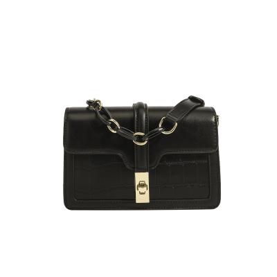 China Designer PU Lady Leather Chains Envelope Small Square Checked Cross-Body Messenger Lady Shoulder Bag Black One Bag for sale