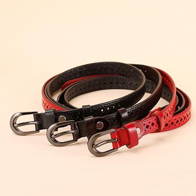 China BUREVITO Fashionable Custom Size Alloy Pin Buckle Cow Hide Leather Belt 1.8 Cm Width Vegetable Tanned Leather For Women Dress for sale