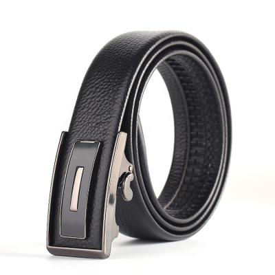 China Factory Wholesale Logo Full Grain Leather Inline Buckle Cowhide Genuine Leather Belts Custom Built-in Automatic Buckle Belt For Men 3.5cm for sale