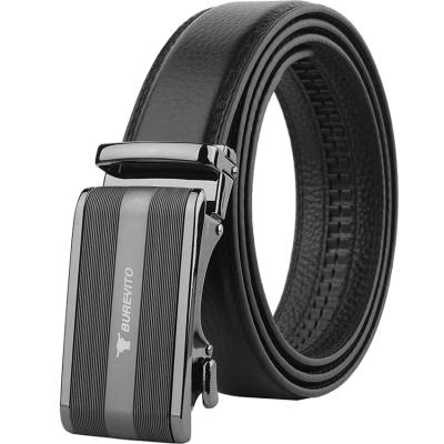 China 2021 Wholesale High Quality Cowhide Manufacturer Alloy Ratchet Automatic Buckle Top Grain Cowhide Leather Belt For Men 3.5cm for sale