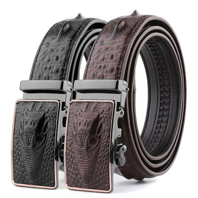 China Luxury Automatic Buckle Strap Alligator Belt Crocodile Pattern Buckle Full Grain Leather Belt For Men Ceinture Homme for sale