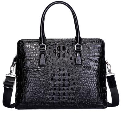 China Fashion Large Capacity Fashion Handbag Crocodile Print Bag Fashion Cowhide Cross Shoulder Bag Business Leather Briefcase For Men for sale