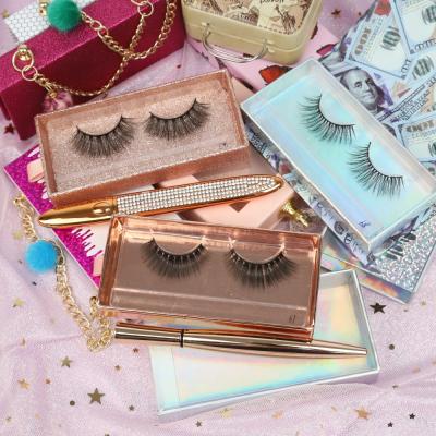 China Factory Wholesale Natural False Mink Lashes 3D Strip Eyelashes Silk Eyelash for sale