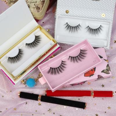 China Wholesale Custom Natural 3D Wicks Natural Fake Silk Vendor Box Box Packing Eyelash Premium Quality Silk Eyelash for sale