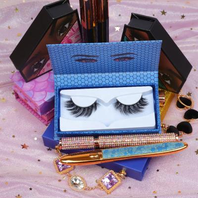 China Natural faux mink strip eyelashes lashes faux mink 5d mink eyelashes for sale