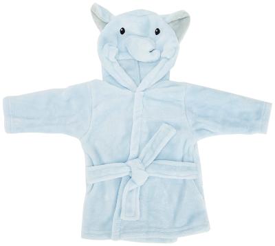 China Breathable Unisex Plush Baby Animal Face Long Robe, Blue Elephant Sleepwear Baby Nightgowns for sale