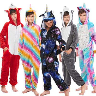 China Rainbow Red Blue Winter Children Pajamas Kids Onesie Breathable Animal Hooded Pajamas Pajamas for sale