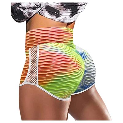 China Sport Plus Size 3D Women Link Dye Sport Shorts Neon Printed High Waist Slim Stretchy Fitness Gym Running Gaiters Ladies Lift Up Sportswear #GM for sale