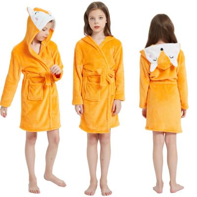 China Orange Hooded Long Dress Princess Nightgown Spa Party Winter Long Dresses Kids Girl Breathable Long Robe Pajamas for sale