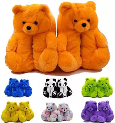 China 2022 Fox Fur Women Designer Light Famous Brands Plush Teddy Bear Slippers Fashionable Luxury Fluffy Bedroom Slippers For Women Girls for sale