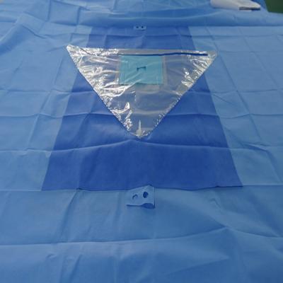 China Soft SMS Knee Arthroscopy Drape Waterproof Spunlace Fabric Blue/Green OEM Medical Surgical Draping for sale