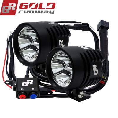 China 25W Auxiliary Light Kits LED Motorcycle Headlight With Protect Guards Wiring EXP4 for sale