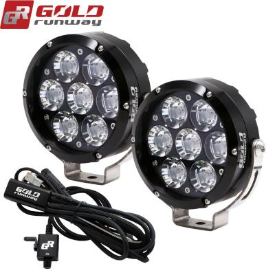 China CNC'd 6063 Universal Track 2pcs Motorcycle Aluminum Lights GR-70X 7500LM USA XML2-U3 LED 12V Alloy Gold for sale