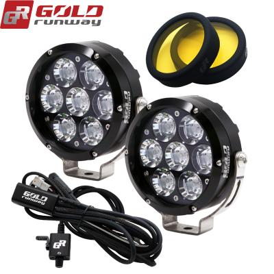 China CNC'd 6063 Universal Track 2pcs GR-70X 70W 7500LM USA XML2-U3 LED 12V Gold Aluminum Alloy Motorcycle Dimmer Auxiliary Lights for sale