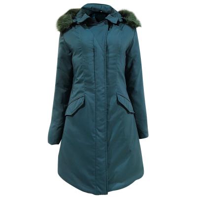 China Breathable Women's Insulated Parka Long Stripper Jacket With Faux Fur Trim Hood for sale