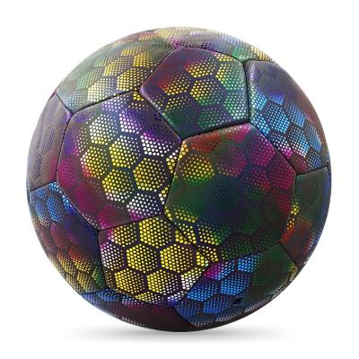 China Custom Glowing Football Ball Factory Outlet OEM Glowing Logo PVC Holographic Reflective Lightweight PU TPU Soccer Ball Footballs Made In China for sale