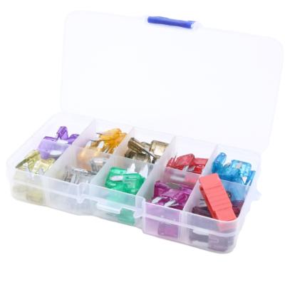 China 11 x 16mm 100Pcs Assorted Mini Blade Fuse Set Kit 3A 5A 10A 15A 20A 25A 30Amp Car Motorcycle Truck for sale