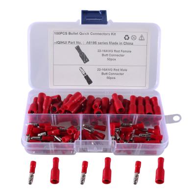 China PVC+Copper BAJUTU Heat Shrinkable Bullet Connector Heat Shrinkable Female and Male Connector Bullet Terminal Wire Connector Splicing Kit for sale