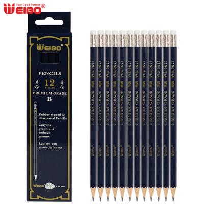 China office & Wholesale 12pcs Wooden School Pencil Set Charcoal Pencil B with Eraser Smooth Writing, Sketching and Drawing for School Students for sale