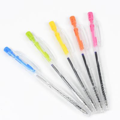 China New normal colored plastic transparent ballpoint pen factory direct sale Weibo office school home stationery for sale