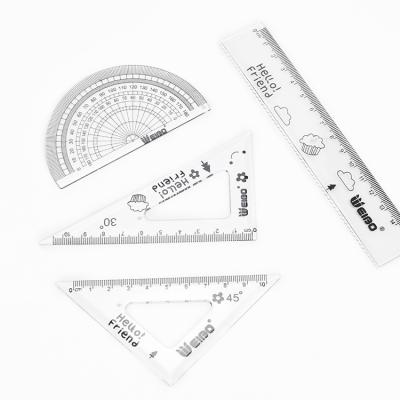 China Portable Math Geometry Measurement Tools 4 Piece-Set Includes Linear Ruler Protractor Squares for Student Drawing and Drafting for sale