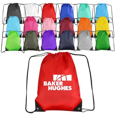 China Custom Waterproof SSG Logo Printed Promotional Polyester Sport Drawstring Bag for sale