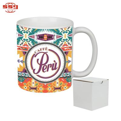 China Viable Promotional Cheap Full Color Custom 15oz C Handle Ceramic Mug Dye Sublimation Printing Ceramic Mug for sale