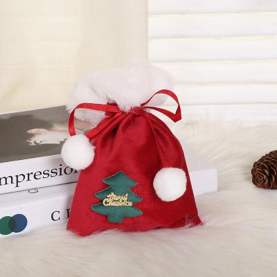 China Wholesale Custom Personalized Chirstmas Decor Velvet Pin Pom Santa Sack Christmas Candy Gift Bags Socks Set Velvet Santa Sack for sale