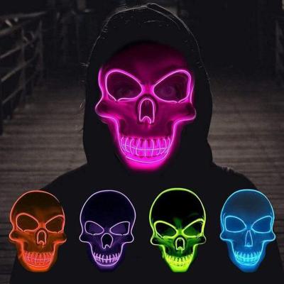 China Glowing Horror Plastic Skeleton Halloween Mask LED Light Party Mask Halloween Bar Decoration New Year Carnival Cosplay Festival Supplies for sale