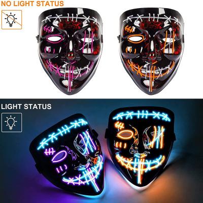 China Horror Ghost Halloween Decoration LED Mask, Purge Scary Mask with 3