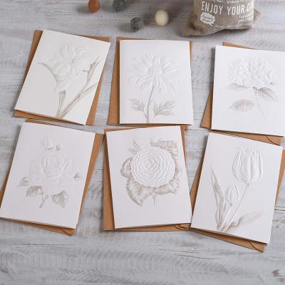 China Europe Kraft Paper Printing Sketch Texture Blessing Greeting Card Flower Paper Card Message Card for sale