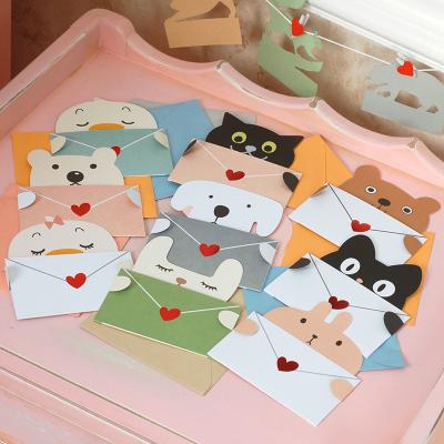 China Europe Cute Animal Mini Message Cards Envelope Cards Thank You Stationery Kids Greeting Cards for sale