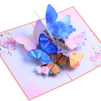 China Europe 3D Pop Up Flower Butterfly Card Birthday Greeting Card Wedding Souvenirs Gift Postcard Butterfly Dance Thank You Card for sale