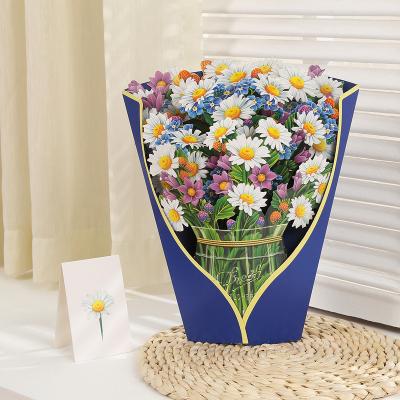 China Europe 3D Flowers Automatic Handmade Greeting Cards Flower Bouquet Cards with Note Card and Envelope for Wedding Mother's Day for sale