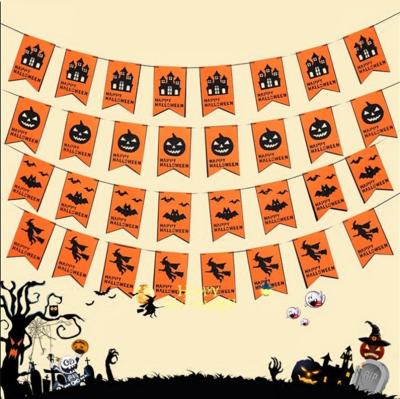 China 2023 Happy Party Supplies Trick Or Treat Halloween Party Banner Black Glitter Bat Pull Flower Helloween Party Decor Festival Decoration Supplies for sale