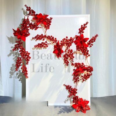 China Indor Decoration 2023New Christmas Garland Artificial Hanging Vine with Red Berries for Wedding Party Decoration Home Garden Indoor Outdoor Decor for sale