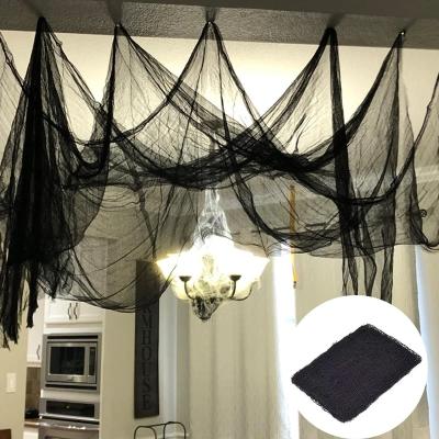 China Halloween Black Cobweb Decor Gauze Creepy Cloth Black Netting Cloth Netting Halloween Horror Bedroom Party Decoration for sale