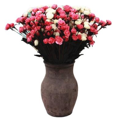 China Artificial Pink PE Flower One Piece 15 Multicolor Flower Heads PE Rose Home Decorations for sale