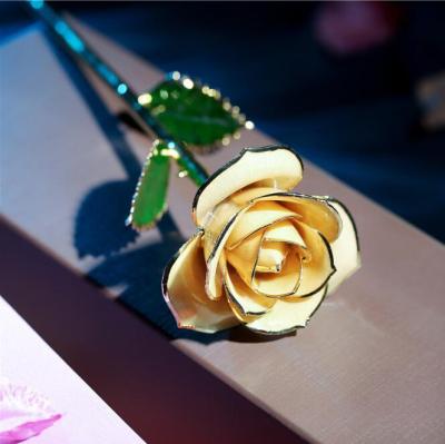 China High Quality Luxury 24k Gold Rose With Box Gold Plated Rose Many Color For Choose Wedding Decoration Artificial Flower Valentine's Day Gift for sale