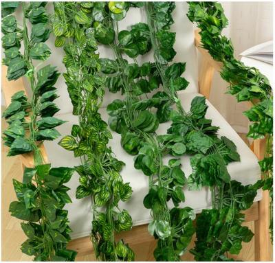 China Home Decoration Green Fake Ivy Leaves Artificial Grape Vine Parthenocissus Foliage Leaves 2m Long Leaves Vine for sale