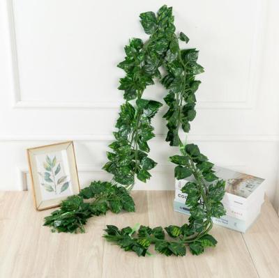 China Home Decoration Artificial Grape Leaves Ivy Leaves 12pcs/bag Baskets Green Leaves Philodendron Scandens For Garden Decorations for sale